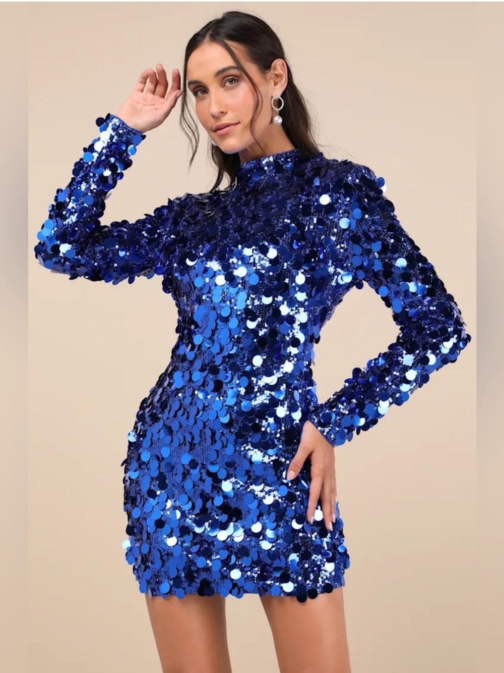 Lulus Brilliant Behavior Royal Blue Sequin Backless Mini Dress